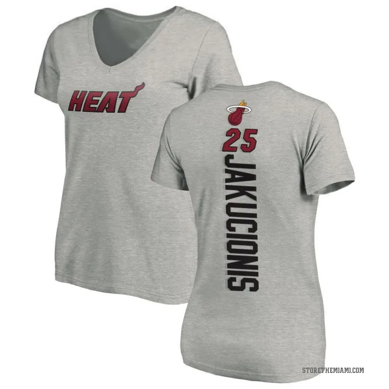 Kasparas Jakucionis Women's Miami Heat Ash Backer T-Shirt