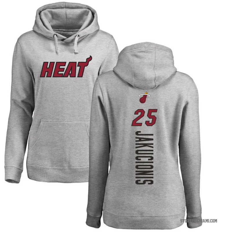 Kasparas Jakucionis Women's Miami Heat Branded Ash Backer Pullover Hoodie