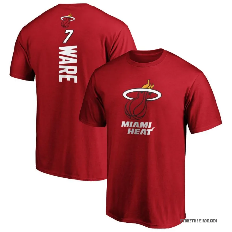 Kel'el Ware Men's Miami Heat Cardinal Backer T-Shirt