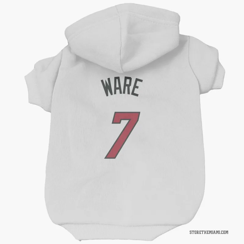 Kel'el Ware  White Miami Heat  Cat & Dog Pet Hoodie