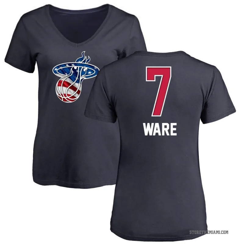 Kel'el Ware Women's Navy Miami Heat Name and Number Banner Wave V-Neck T-Shirt