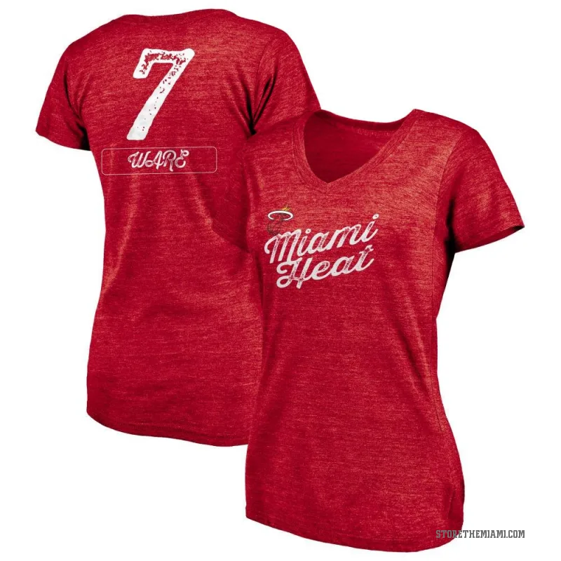 Kel'el Ware Women's Red Miami Heat Sideline V-Neck T-Shirt