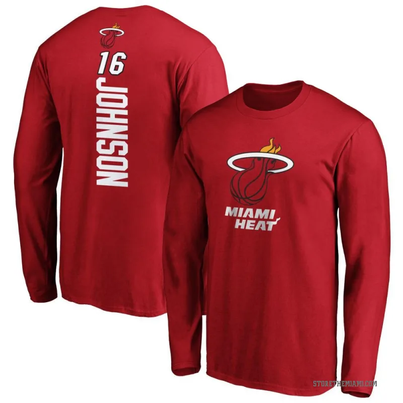 Keshad Johnson Men's Miami Heat Cardinal Backer Long Sleeve T-Shirt