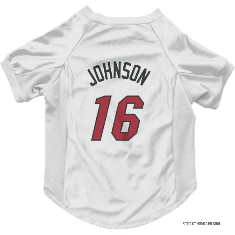 Keshad Johnson  White Miami Heat  Cat & Dog Pet Jersey