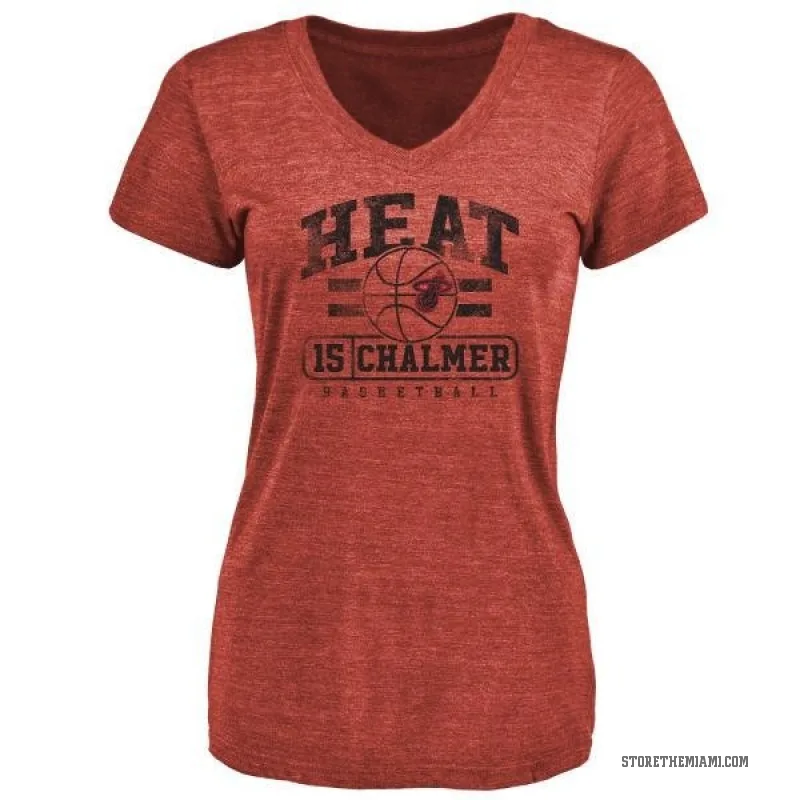 Mario Chalmer Women's Miami Heat Cardinal Baseline T-Shirt
