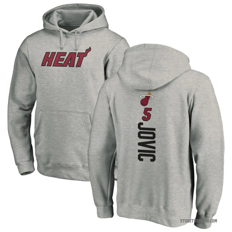 Nikola Jovic Men's Miami Heat Branded Ash Backer Pullover Hoodie
