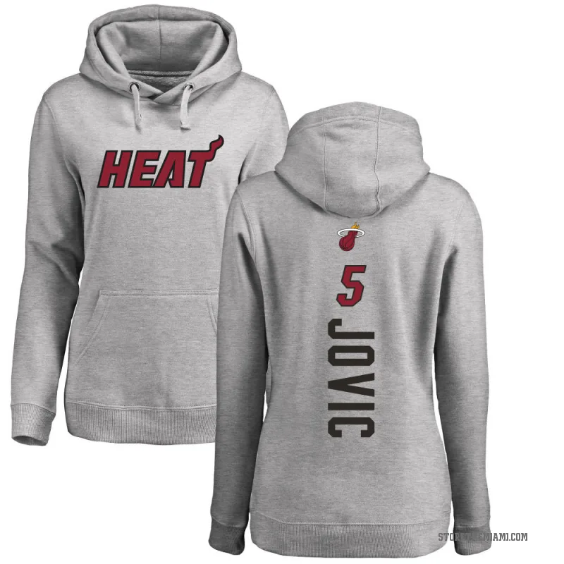 Nikola Jovic Women's Miami Heat Branded Ash Backer Pullover Hoodie