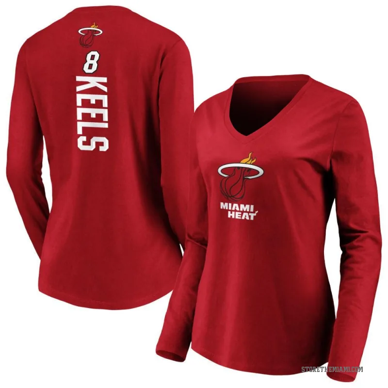 Trevor Keels Women's Miami Heat Cardinal Backer Long Sleeve T-Shirt