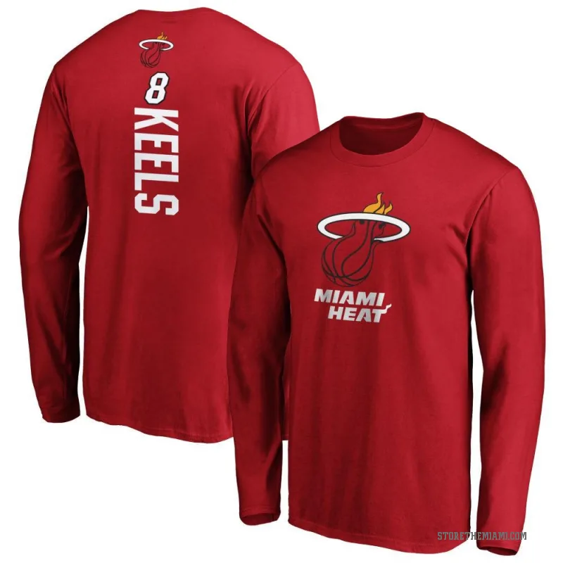 Trevor Keels Youth Miami Heat Cardinal Backer Long Sleeve T-Shirt