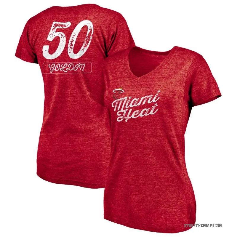 Vladislav Goldin Women's Gold Miami Heat Red Sideline V-Neck T-Shirt